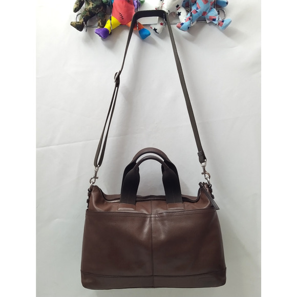 Coach Brown Leather Briefcase Messenger Zipper Closure Crossbody Bag - Picture 5 of 16